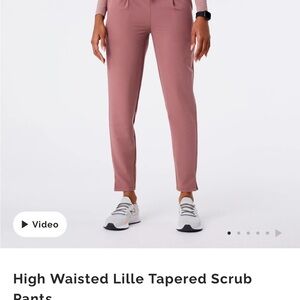Figs High Waisted Lille Tapered Scrub Pants - Pink